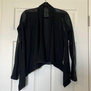 [BLANKNYC] Black Asymmetrical Zipper Draped Moto Jacket Vegan Leather Size Small